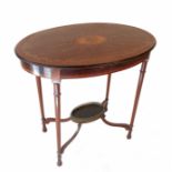 An oval Edwardian centre table, with cross banded