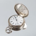 A Victorian silver hunter pocket watch, Army & Navy, 117 Victoria Street, London, the white enamel