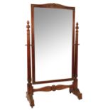 A 19th century mahogany rectangular cheval mirror,