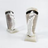 A pair of Royal Worcester art deco Pierrot bookend