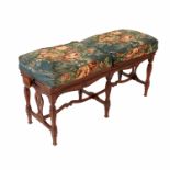 A late 19th century rectangular duet stool, with a