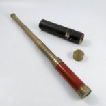 J P Cutts of London, a brass telescope with wooden barrels
