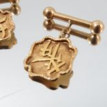 A pair of Chinese export gold cuff links, circa 19