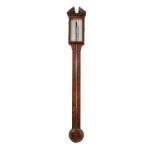 A walnut cased stick barometer, the silver dial inscribed P Gatti, height 37.5ins