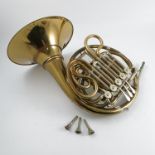 A Paxman brass French double horn, in fitted case