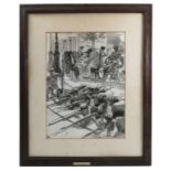 Reginald Cleaver (1870-1954), pencil/crayon drawing, Training Raw Recruits at Athens, WWI