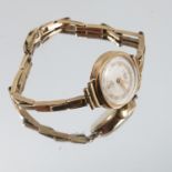Avia, a lady's 9 carat gold mechanical wrist watch on a 9 carat gold expanding bracelet, 15g gross
