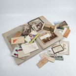 A quantity of 19th and 20th century ephemera, to include photographs, letters, greeting cards,