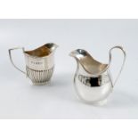 A silver jug, with gadrooned lower body, Birmingham 1912, weight 2oz, together with another silver