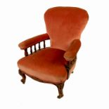 A 19th century galleried grandfather's chair, rais