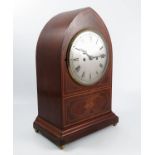 A 19th century arched bracket clock, with twin fus