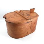 A Scandinavian bentwood Svepask / Tina box, of oval form, the lid and sides with Folk Art style