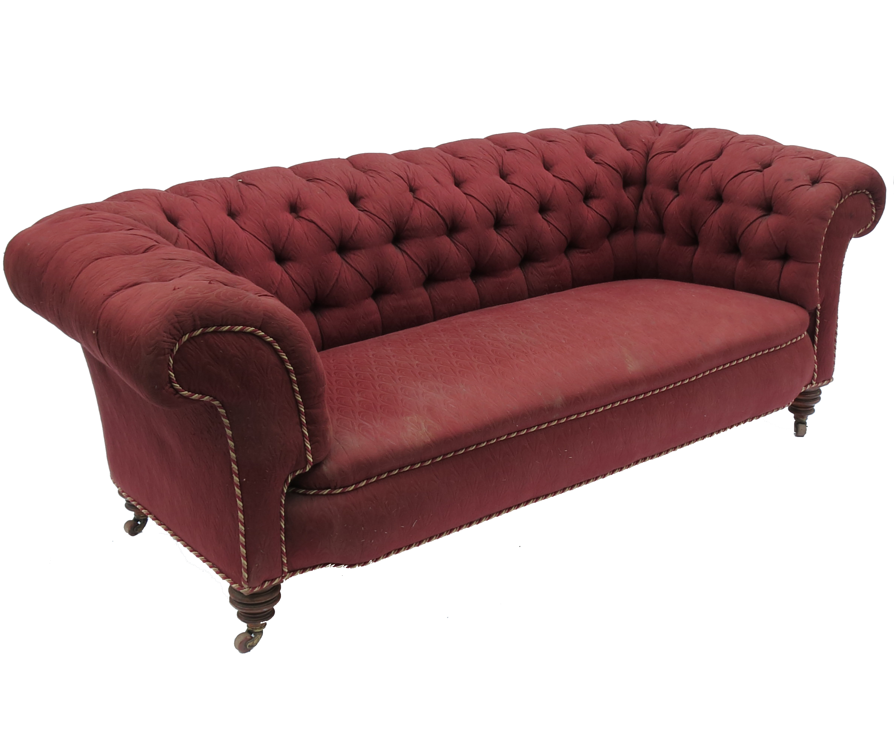 A Victorian deep button back Chesterfield, raised