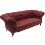 A Victorian deep button back Chesterfield, raised