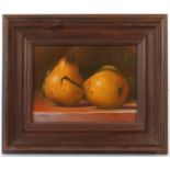 Ian Parker, oil on linen, on board, two quinces, 5