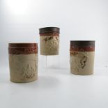 Three 19th century stoneware salt glazed tobacco j