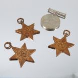 A collection of WW2 medals, The Atlantic Star, The 1939-1948 Star, The Italy Star and the War