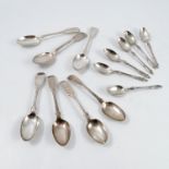 A set of six silver Apostle tea spoons, Sheffield 1906, weight 3oz, together with seven 19th century