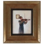 Mary Carten, oil on board, Campoli's violin, 5.25i