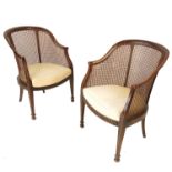 A set of four Adams style bergere chairs, raised o
