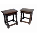 Two similar antique style joint stools, with turne