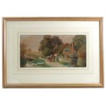 C J Keats, pair of watercolours, rural landscape with figures and carts, 6.75ins x 14ins