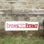 An enamel sign, Lions Coffee and Chicory Extract, 16ins x 60ins