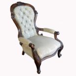 19th century grandfather's chair with open arms