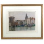 Douglas I Smart, watercolour, A grey day, La Rochelle, 10ins x 15ins