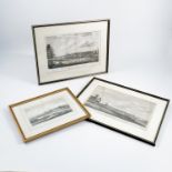 Two Antique black and white engravings, A View of Bromsgrove from Hill Top and A View of Droitwich