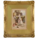 Myles Birket Foster, Attrib., watercolour, mother and child, 5.5ins x 33.25ins, with Thomas Agnew