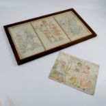 Three Victorian watercolours, studies of flower fairies, framed as one, 10.5ins x 20ins, together