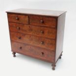 A Victorian mahogany chest of drawers, fitted with two short drawers over three long graduated