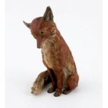 A cold painted bronze model, of a seated fox, bearing the Bergman mark, height 6insCondition Report: