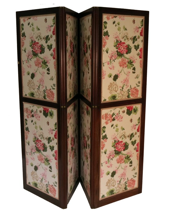 Two Victorian four fold screens, 31ins x 24.5ins