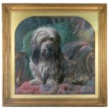 Gourlay Steell, pastel, terrier on a chair, 27ins x 28ins