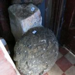 A staddle stone and top, diameter of top 24ins, height approximately 30ins