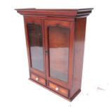 A Victorian design display cabinet, fitted with glazed doors over two short drawers, width 22ins,