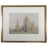 Harry Gibberd, watercolour, Cathedral of Abbey, 11ins x 15.25ins