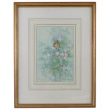 Gordon Benningfield, watercolour, butterfly on flowering bush, 9.5ins x 7insCondition Report: Good