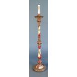 An Italian style painted lamp standard, painted with flowers and gilt, height  51.5ins