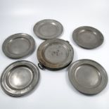 A set of four 18th century pewter plates, with single reeded edge, touch marks for William Bartlett,