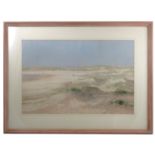 James Longueville, pastel, Dunes, figures on a beach, 17.5ins x 26ins (D)