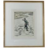 Henry Wilkinson, colour etching, fly fisherman, limited edition, signed in pencil, 12ins x 8.5ins (