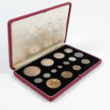 A Royal Mint cased set of George VI 1937 Specimen Coins, the case containing fifteen coins from