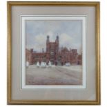 Nora Davison, watercolour, Eton College, 12.75ins x 11.25insCondition Report: Some staining and