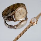 Trebex, a gentleman's 9 carat gold mechanical wristwatch, on an expanding bracelet, together with