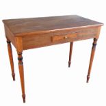 A 19th century mahogany side table, fitted with a short frieze drawer, raised on turned legs,