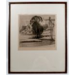 Arthur Henry Knighton Hammond, black and white etching, Haddon Hall Derbyshire, 11.5ins x 11.5ins (