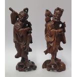 A Pair of Japanese Hardwood Immortals